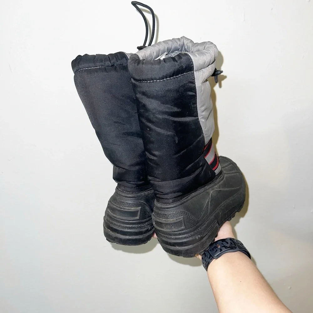 Sorel kids boys gray black and red winter boots